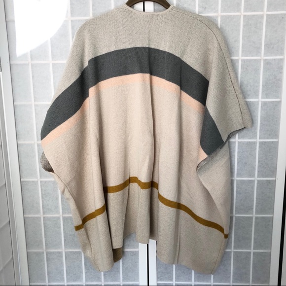Loft Colorblock Stripe Poncho Pearl Ivory XS/S - new - Picture 2 of 6